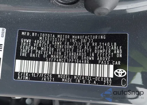 2023 Toyota Corolla Se z USA, uszkodzony, nr VIN 5YFP4MCE1PP164486